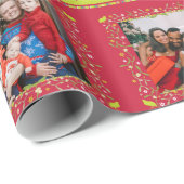 ヤドリギのパトリッジストライプの赤いクリスマスの写真 ラッピングペーパー (ロールコーナー)