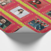 ヤドリギのパトリッジストライプの赤いクリスマスの写真 ラッピングペーパー (角)