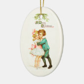 ヤドリギのビンテージクリスマスの子どもたち セラミックオーナメント (左)
