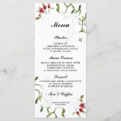 ヤドリギのベリー冬のウエディングメニューカード メニュー (正面)