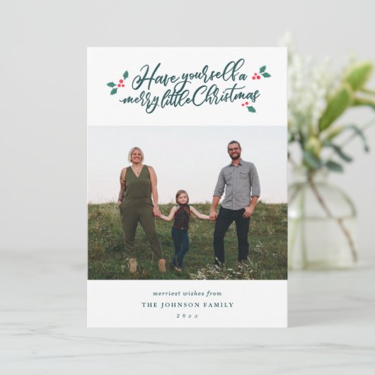 ヤドリギのメリーで小さいクリスマスの写真カード シーズンカード (スタンド正面)