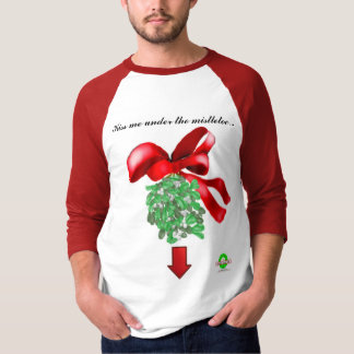 ヤドリギのワイシャツの下のクリスマス Tシャツ