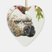 ヤドリギの下でroachingグレイハウンド セラミックオーナメント (右)