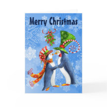 ヤドリギの下の愛のメリークリスマスのペンギン