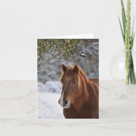 ヤドリギの下、馬のクリスマス シーズンカード