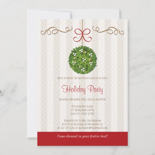 ヤドリギの休日のパーティの招待状 招待状 (正面)