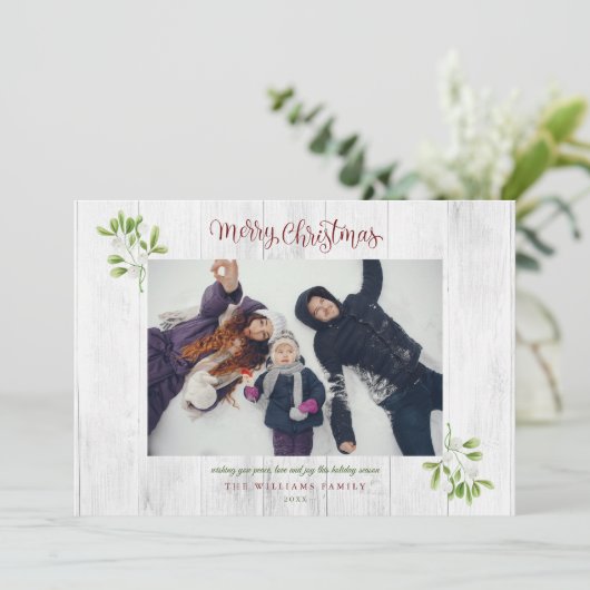 ヤドリギの木素朴のメリークリスマス写真 シーズンカード (スタンド正面)