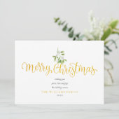 ヤドリギの金ゴールド台本メリークリスマス写真 シーズンカード (スタンド正面)