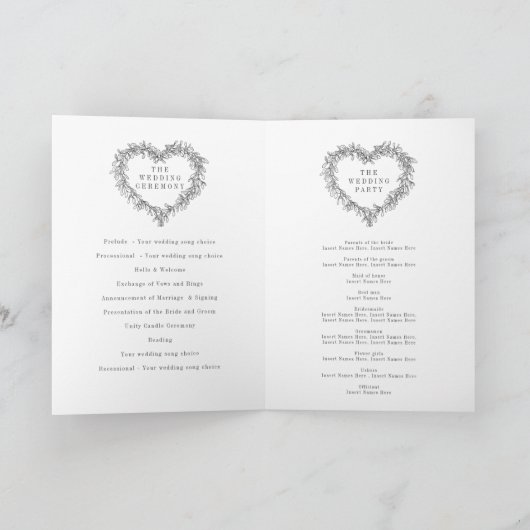 ヤドリギハートリースダークグレー結婚ホワイト プログラム (内部)