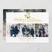 ヤドリギモダンの写真金ゴールドスクリプト シーズンカード (正面/裏面)