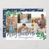 ヤドリギ小枝写真コラージュメリークリスマス シーズンカード (正面/裏面)