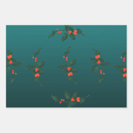 ヤドリギ巻き紙フラットシートセット3 ラッピングペーパーシート