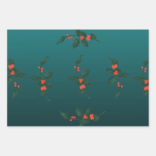 ヤドリギ巻き紙フラットシートセット3 ラッピングペーパーシート (正面)