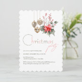 ヤドリギ赤と緑のクリスマスオーナメントパーティー 招待状 (スタンド正面)