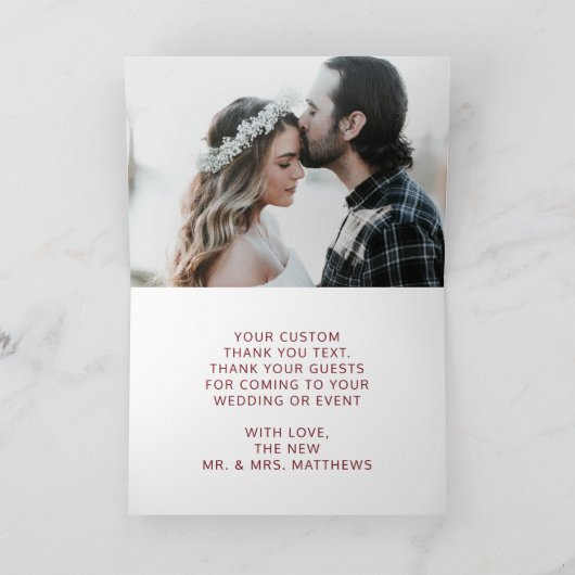 ヤドリギ領域の冬の花のカスタムな結婚式の写真 サンキューカード (内部)