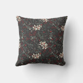 ヤドリギ、ヒイラギ、赤い漿果(黒い背景) クッション (裏面)