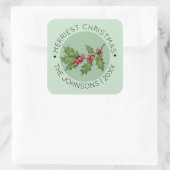 ヤドレトーライトグリーンメリークリスマスホリデー スクエアシール (バッグ)