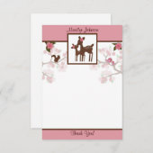 ヤナギのシカのベビーおよびお母さんのサンキューカード3.5" x5 " サンキューカード (正面/裏面)