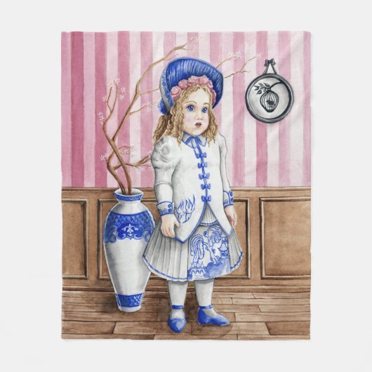 ヤナギのBebe青いBru毛布 フリースブランケット (正面)