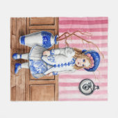 ヤナギのBebe青いBru毛布 フリースブランケット (正面(横))