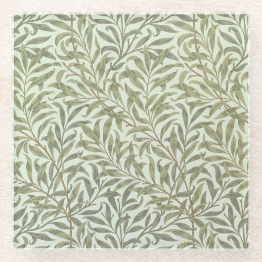 「ヤナギ大枝」の壁紙のデザイン1887年 ガラスコースター (正面)