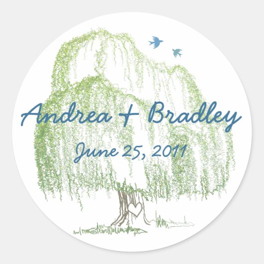 ヤナギ結婚のアザラシまたはメッセージカード ラウンドシール (正面)