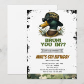 ヤバい、ダックハンティングの誕生日招待状 招待状 (正面/裏面)