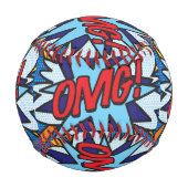 ヤバい！レトロコミックブックポップアート 野球ボール (裏面)