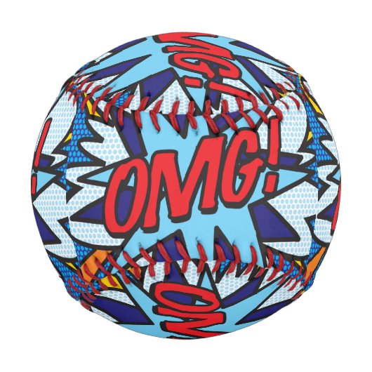 ヤバい！レトロコミックブックポップアート 野球ボール (正面)