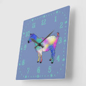 ヤファンキーギカラフル絵を描(ばちゃばちゃ)跳ねる動物術 スクエア壁時計 (傾斜)