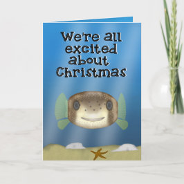 ヤマアラシのパッファーの魚のクリスマス カード