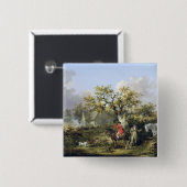 ヤマウズラの射撃、発砲(キャンバスの油) 缶バッジ (正面&裏面)