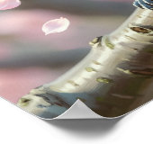  ヤマガミドリが桜の木に止まっている ポスター (角)