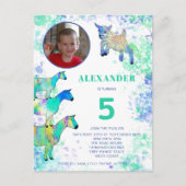 ヤマトファーム動物アート第5誕生日写真予算 インビテーションポストカード (正面)