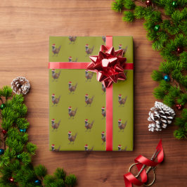 ヤマドリのサンタクロース柄のクリスマスギフト包装紙 ラッピングペーパー