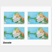 ヤマネとリンゴの花イラストレーション 長方形シール (シート)