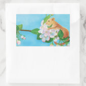 ヤマネとリンゴの花イラストレーション 長方形シール (バッグ)