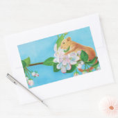 ヤマネとリンゴの花イラストレーション 長方形シール (封筒)