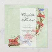 ヤマヒシのトウモロコシの花の結婚式招待状 招待状 (正面/裏面)