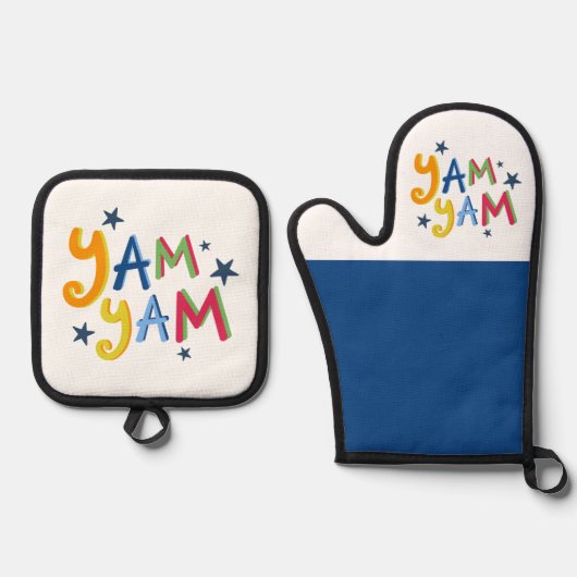 ヤムヤムブラックカントリーエプロン 鍋つかみ&鍋敷きセット (正面)