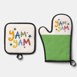 ヤムヤムブラックカントリーエプロン 鍋つかみ&鍋敷きセット