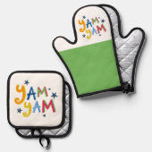 ヤムヤムブラックカントリーエプロン 鍋つかみ&鍋敷きセット (正面/裏面)