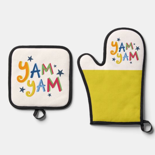ヤムヤムブラックカントリーエプロン 鍋つかみ&鍋敷きセット (正面)