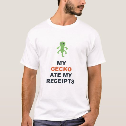 ヤモリがレシートを食べちゃった Tシャツ (正面)