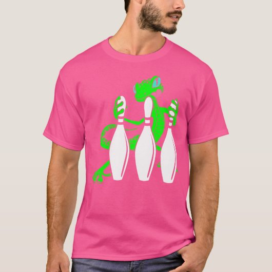 ヤモリとボウリングのピン Tシャツ (正面)