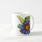 ヤモリと百日草の花 コーヒーマグカップ (正面右)