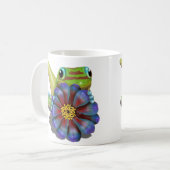 ヤモリと百日草の花 コーヒーマグカップ (正面左)