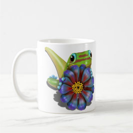 ヤモリと百日草の花 コーヒーマグカップ