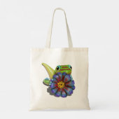 ヤモリと百日草の花 トートバッグ (裏面)