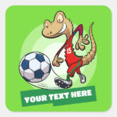 ヤモリのサッカー選手キャラクター　テキスト追加デザイン スクエアシール (正面)